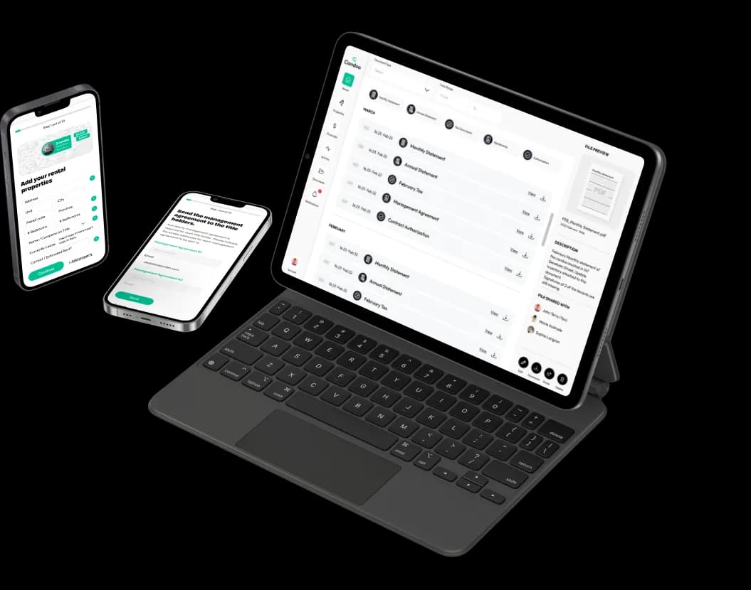 The RentVite app on tablet and phone