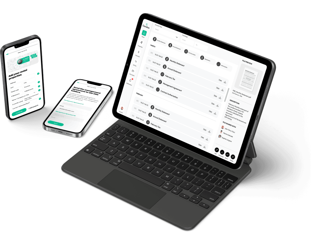 The RentVite app on tablet and phone