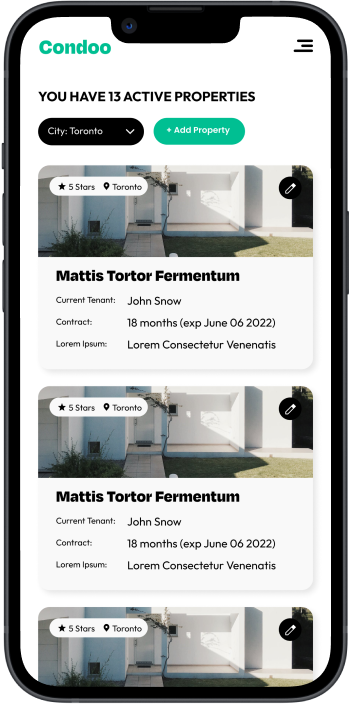 Property listing in the RentVite app